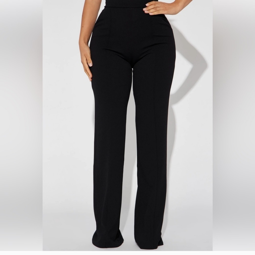 Fashion Nova Classic Black Straight Leg Pants Size Lg